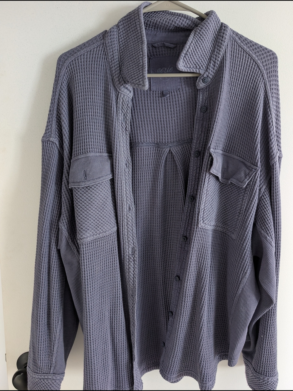 aerie Waffle Knit Shirt - Blue